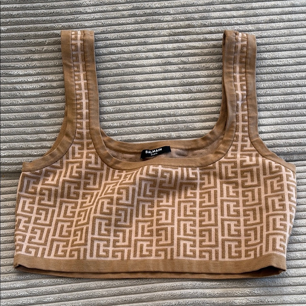 Balmain Tan Crop Top